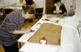 Students on the PG Diploma in Textile Conservation at the TCC in Hampton Court P