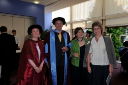 Dr Chris Warren graduating in July 2009, pictured with his supervisors Dr Maria 