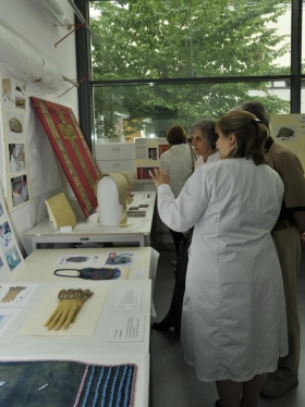TCC Open Day 2009: Sarah Owens with the conserved glove in the foreground
